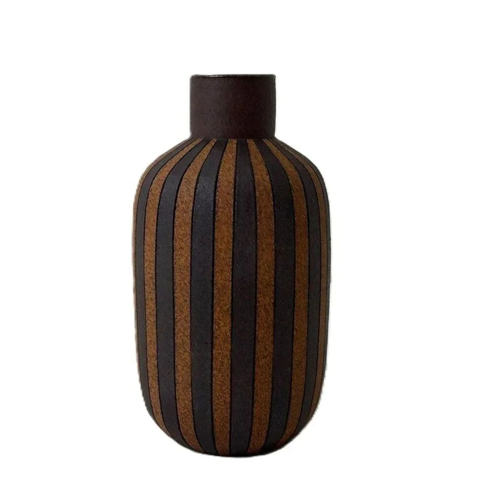Vintage Steve Dominguez Mid Century Vertical Stripes Stoneware Vase San Diego